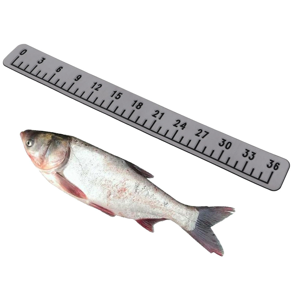 36-inch EVA foam fish ruler with self-adhesive backing attached to a boat surface
