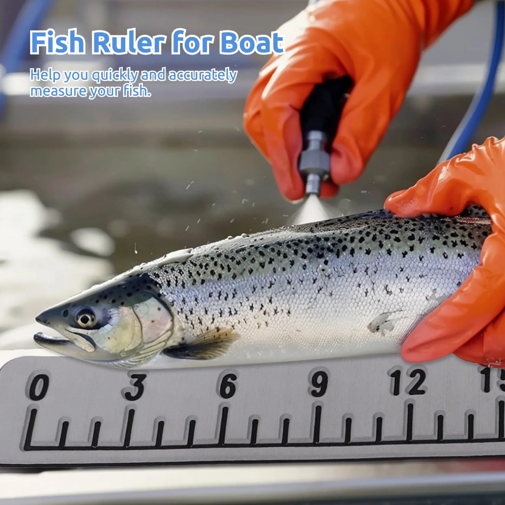 Measuring a fish up to 36 inches using the EVA foam ruler on a boat