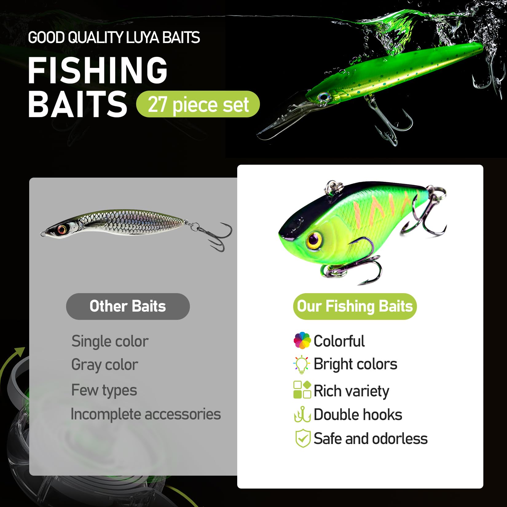3D eyes lifelike fishing lure with realistic fish pattern finishes