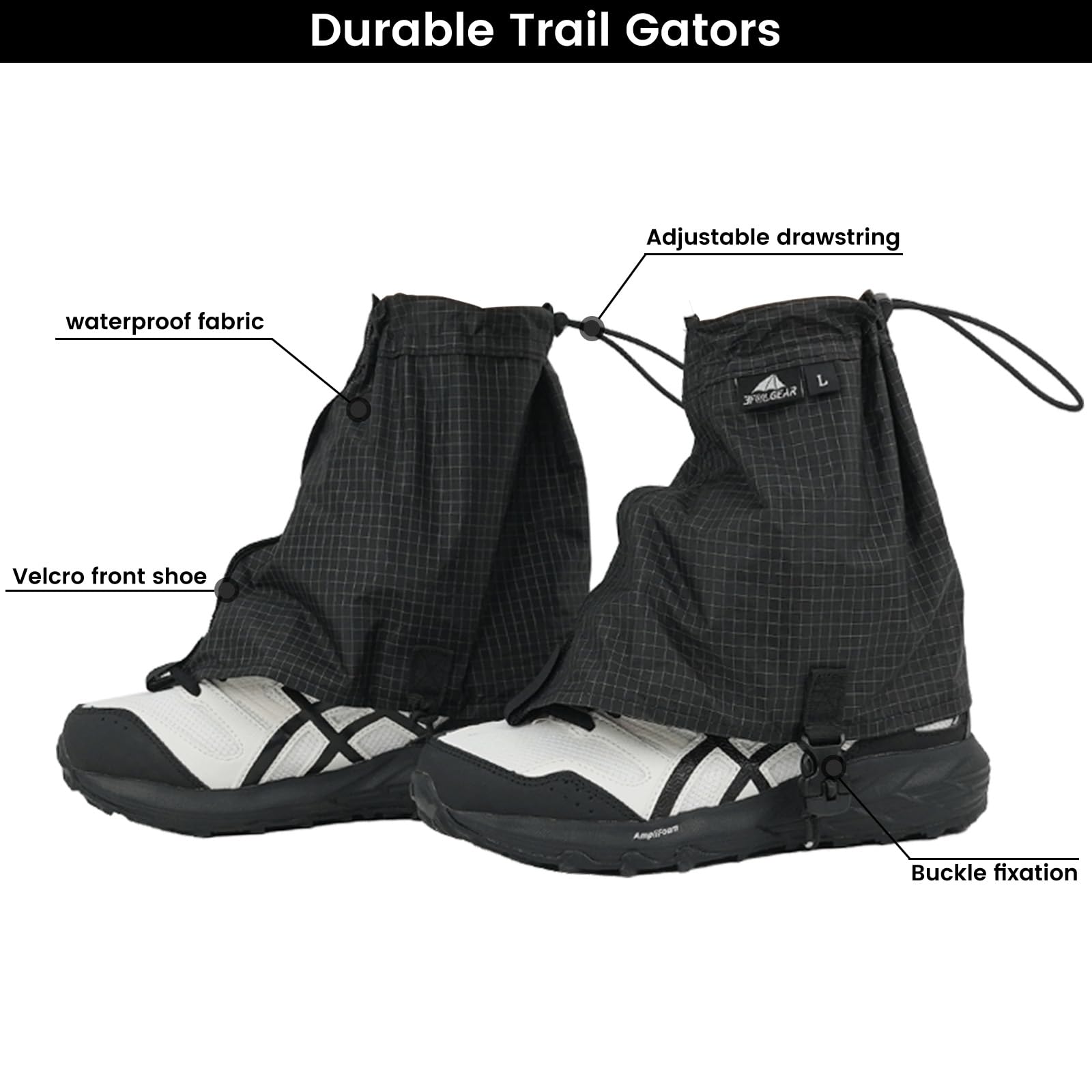 An ergonomic-fit gaiter hugging the ankle for comfort