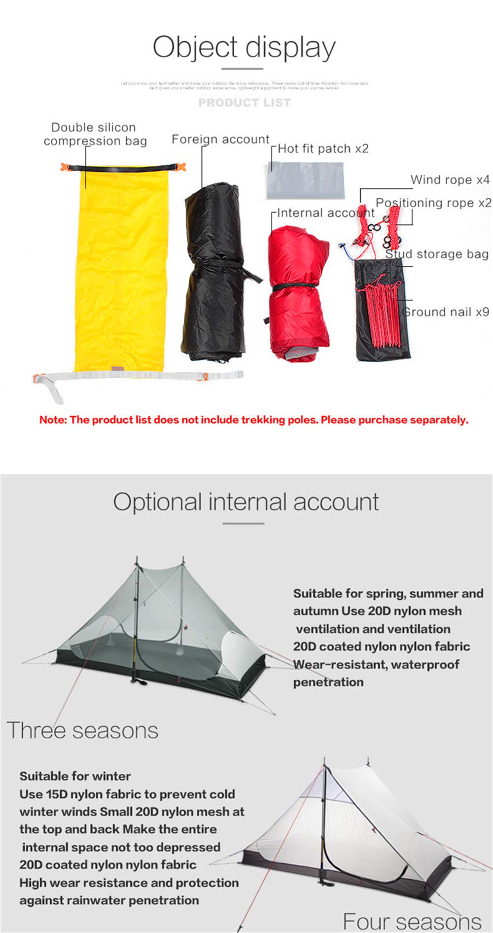 3F UL Gear Lanshan 2 interior layout shows two-person space for gear and comfort