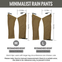 3F UL Gear packable rain pants adjustable waist and Velcro cuffs for secure fit.