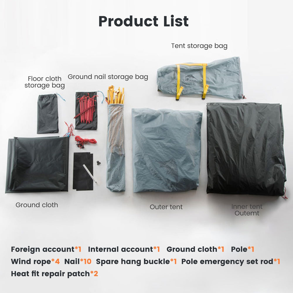 3F UL Gear Tai Chi 2-person tent built-in storage pockets help organize gear
