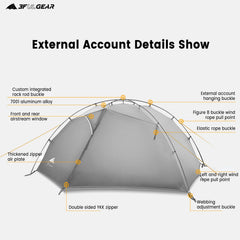 3F UL Gear Tai Chi 2-person tent outer remains dry in rain