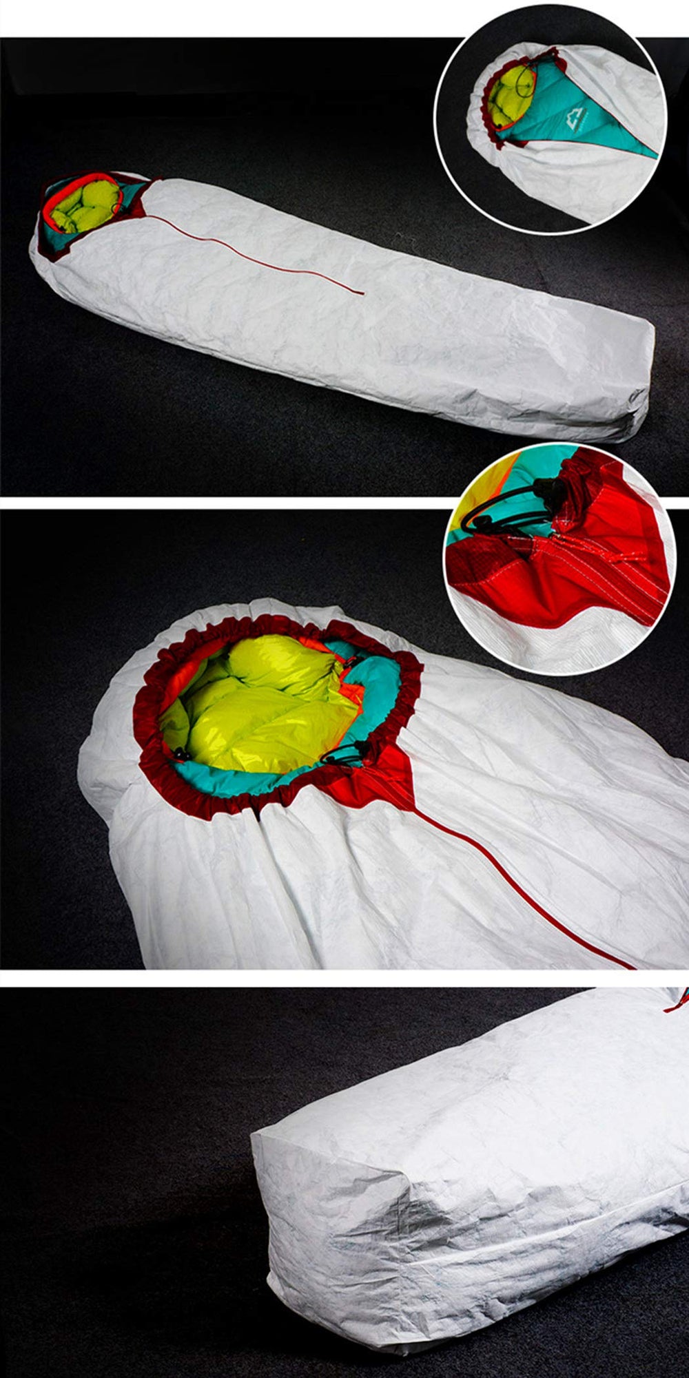 3F UL Gear Tyvek foot-closure design keeps feet snug during sleep.