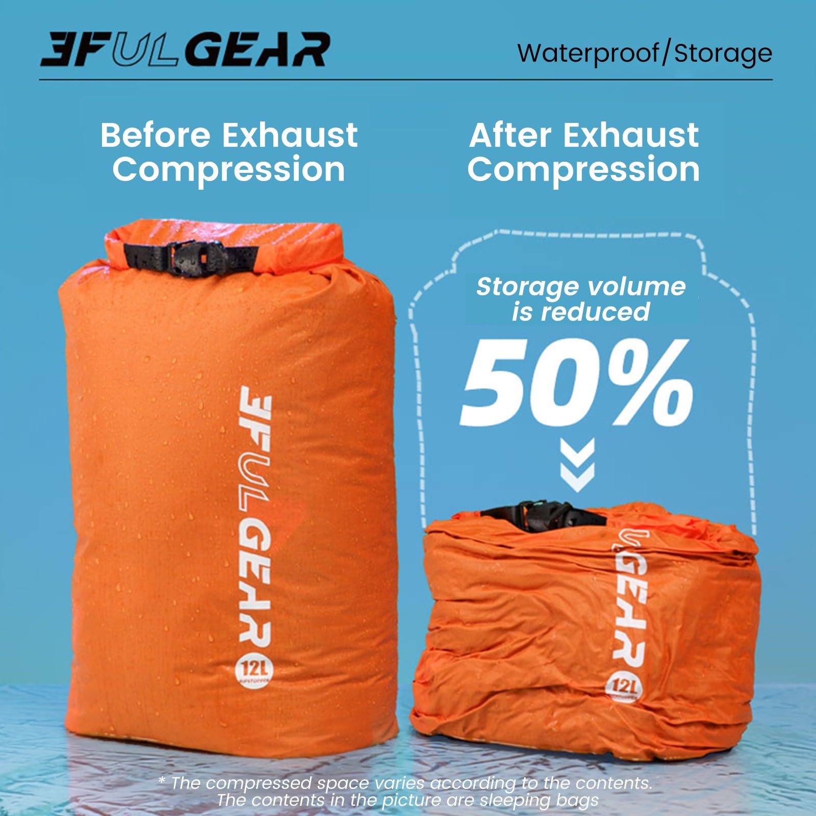 3F UL Gear 24L gray exhaustable compression sack keeps gear dry on adventures