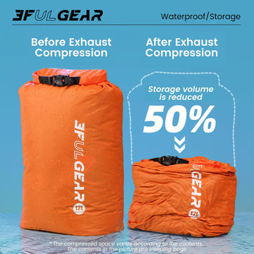 3F UL Gear 24L gray exhaustable compression sack keeps gear dry on adventures