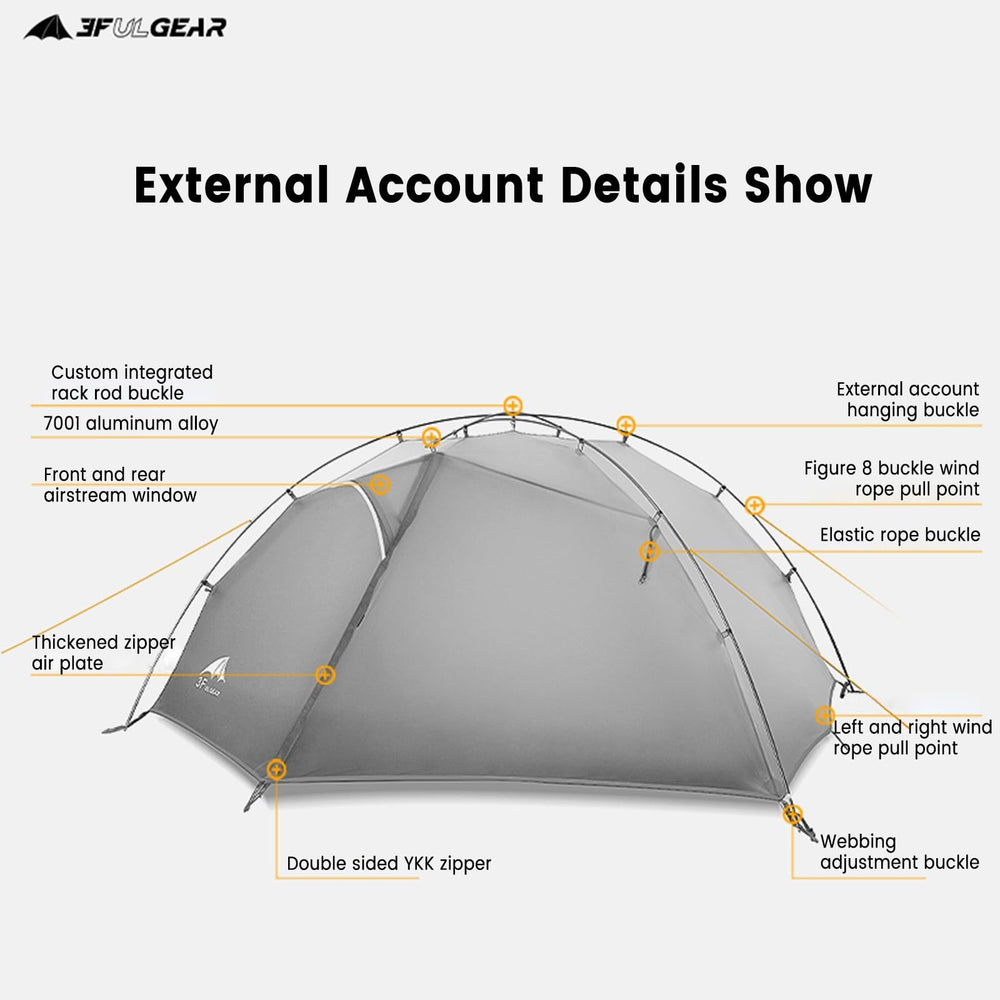 Lightweight aluminum poles highlight sturdy support for Tai Chi 2 tent