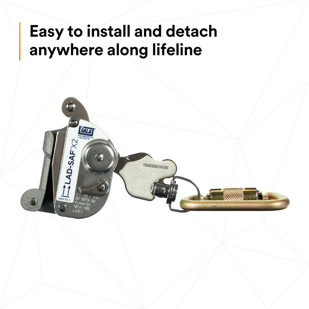 3M DBI-SALA Lad-Saf sleeve travels with you on vertical climbs.