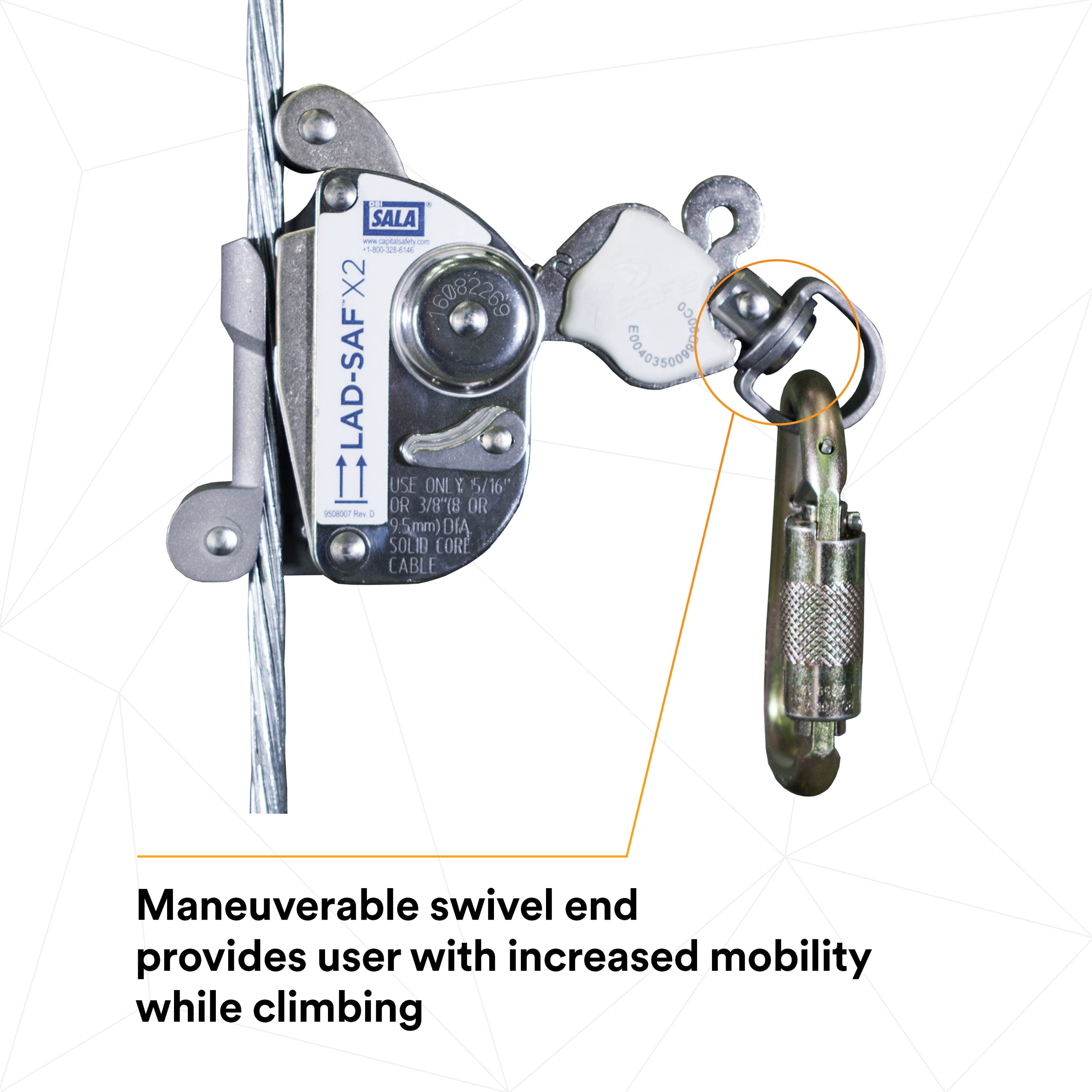 3M DBI-SALA Lad-Saf sleeve makes attaching and detaching quick and simple.