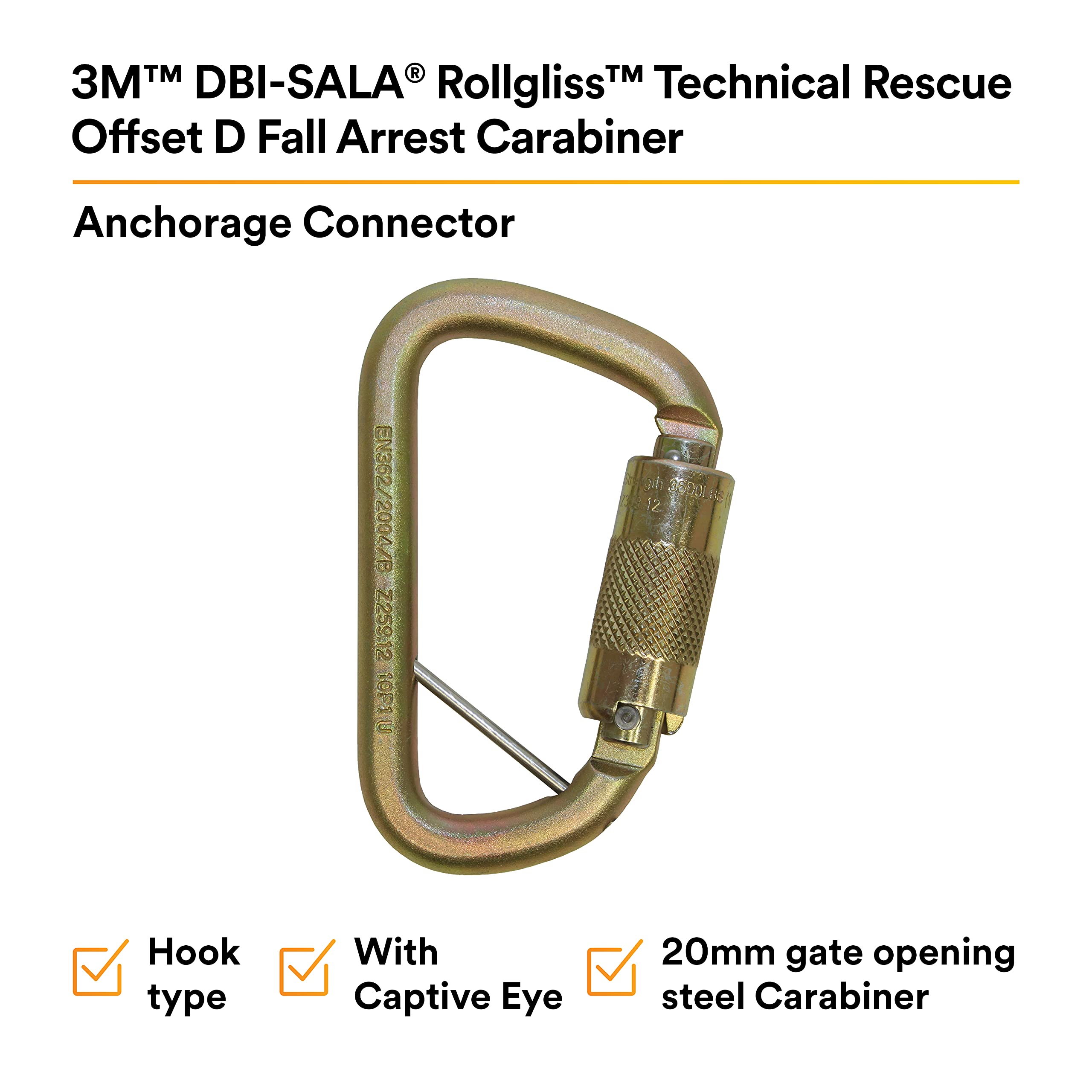 3M DBI-SALA Saflok 2000117 self-closing gate promotes quick, safe line connections.