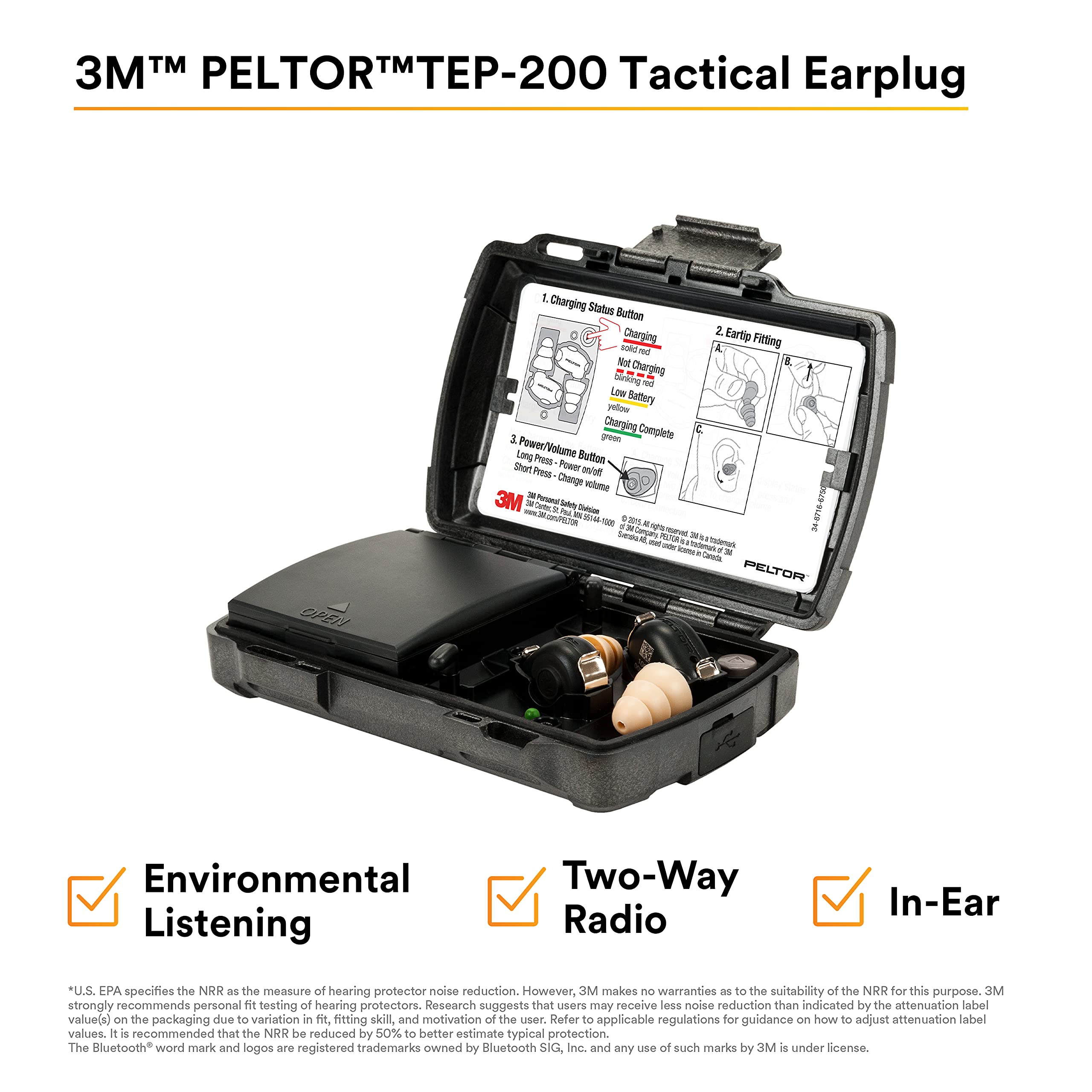 3M PELTOR TEP-200 ear tips medium provide secure fit for versatile hearing protection