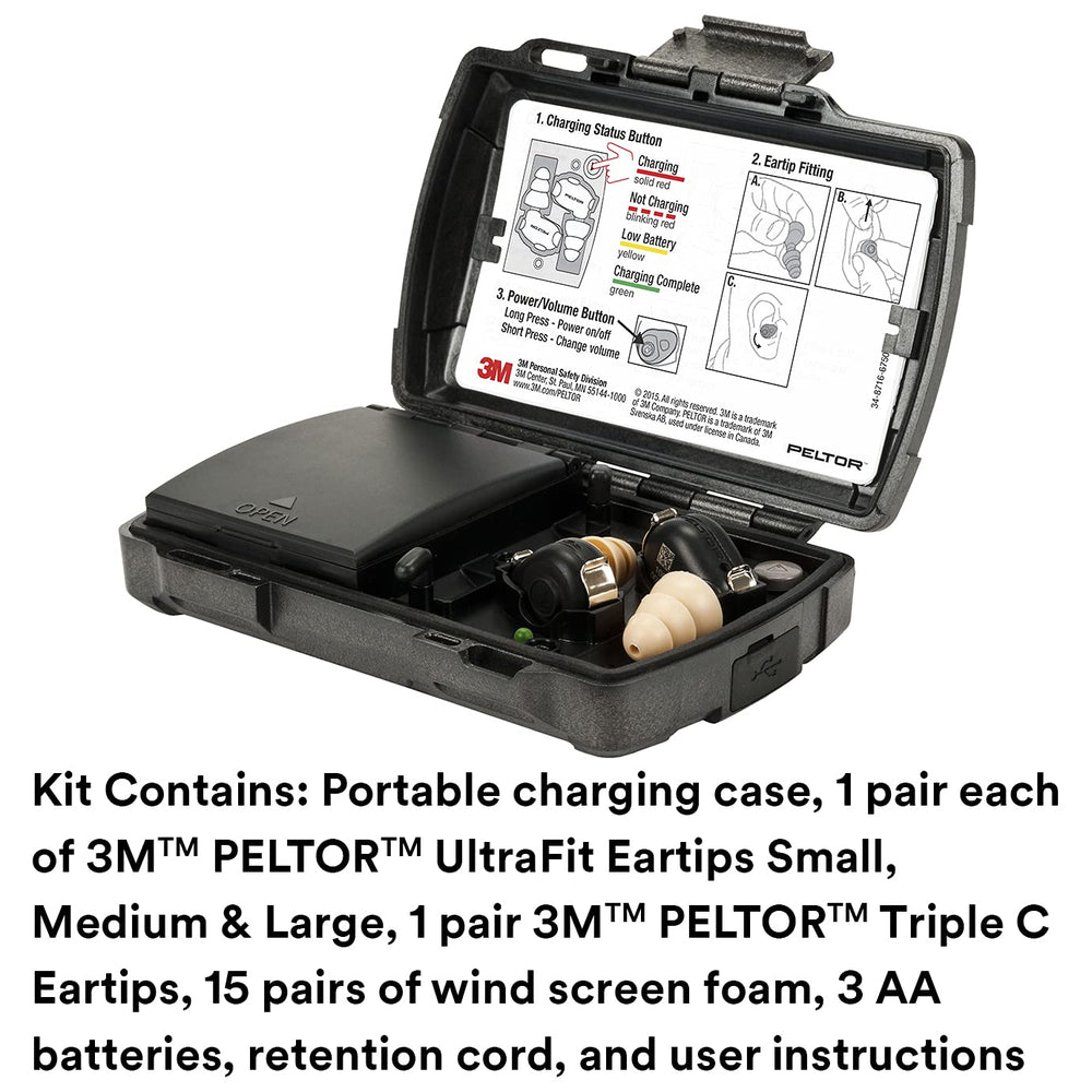 3M PELTOR TEP-200 kit contents image shows essentials for reliable hearing protection