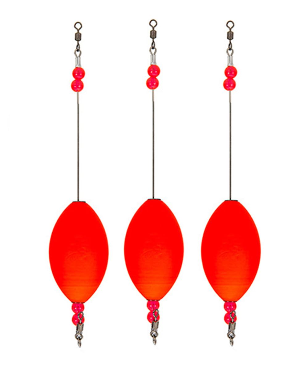 High visibility cork float helps tracking bites in rough or low light conditions.