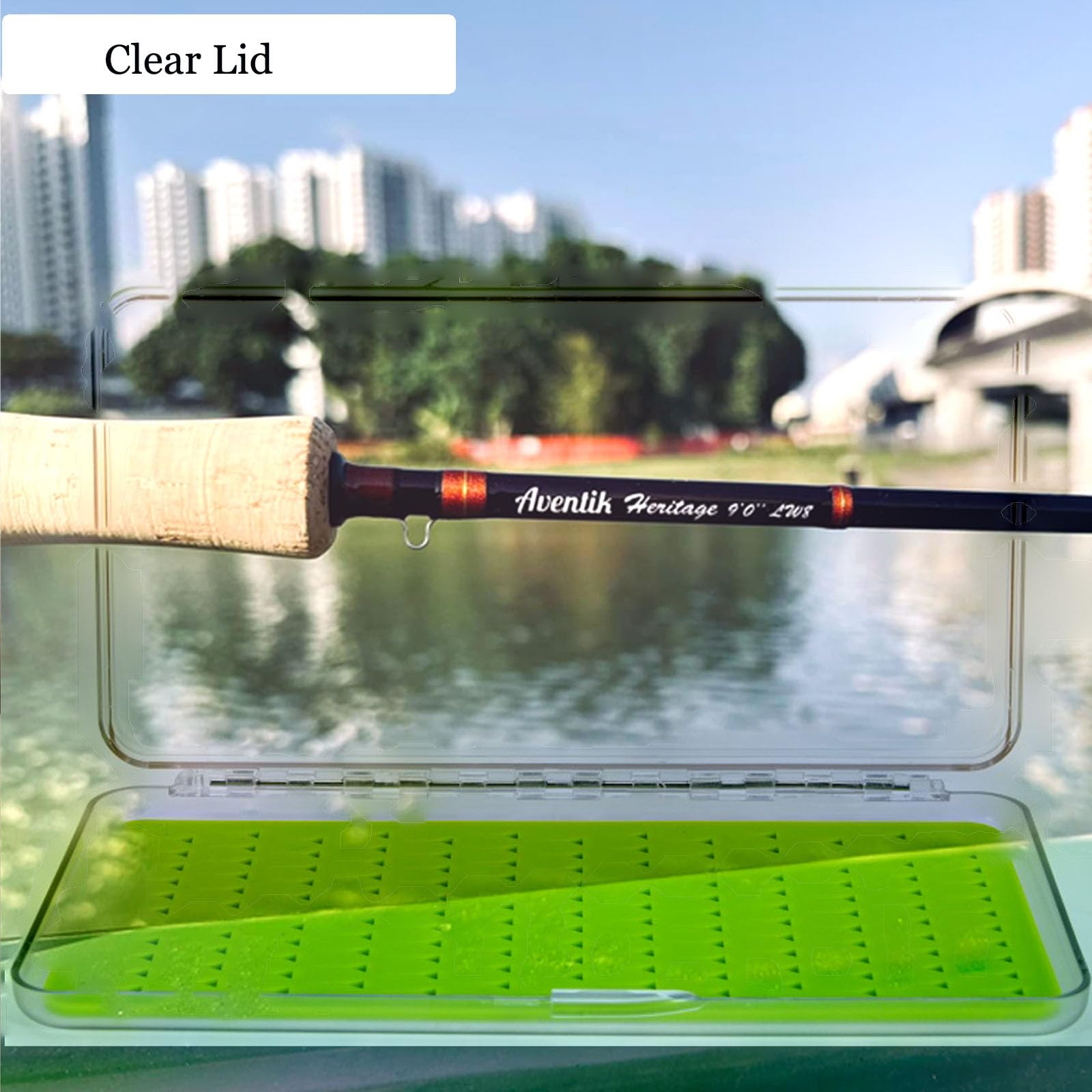Close-up of silicone pad insert inside fly box