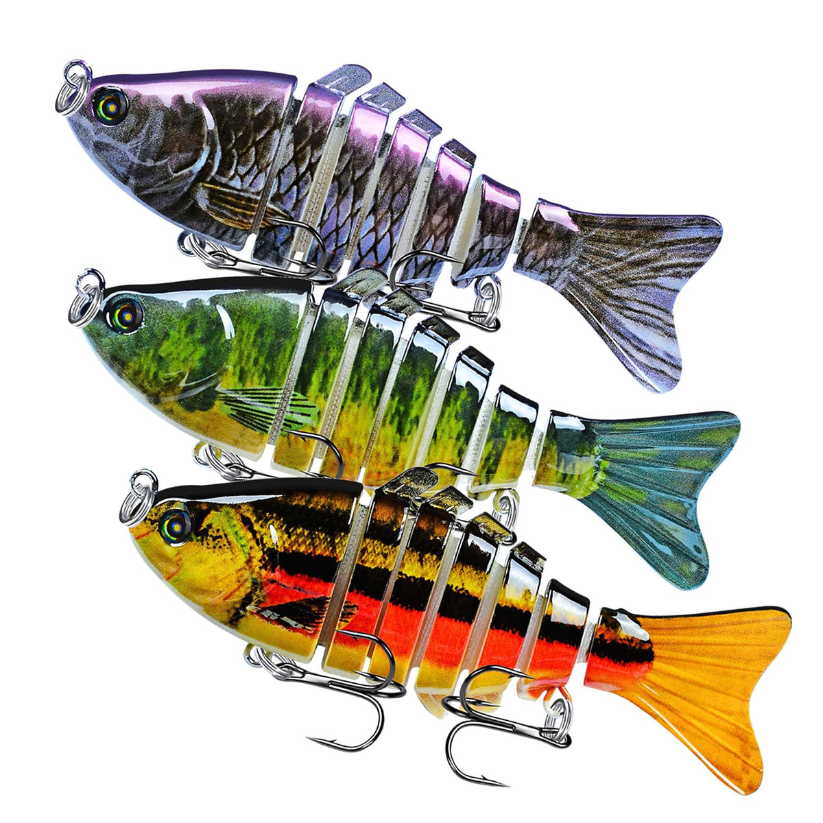 3Pcs Realistic Swimming Wobbler Lures – 4-inch jointed glide bait for bass and pike