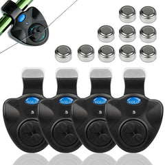 Four-pack fishing bite alarm set - front view