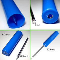 Blue ground fishing rod stand with metal tapered rod