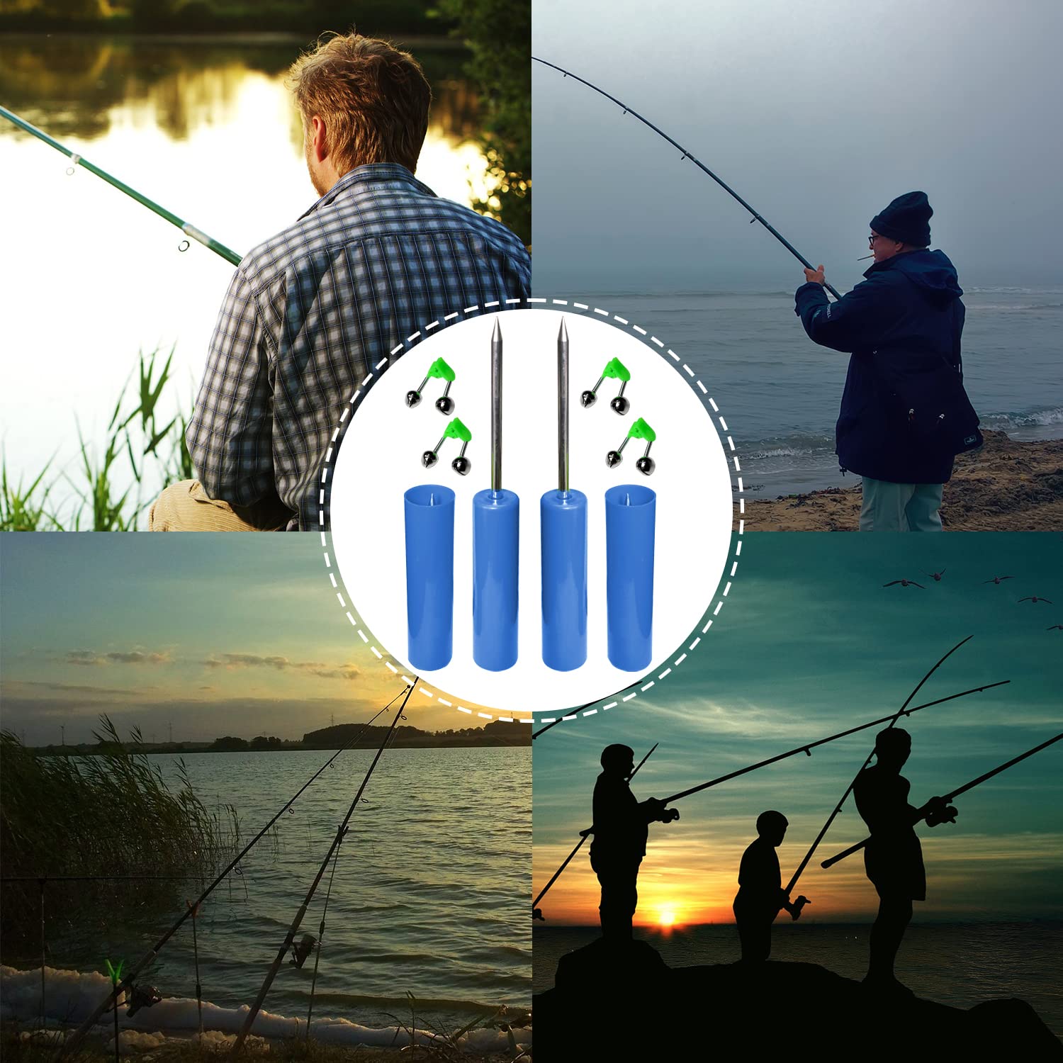4-pack fishing rod holder kit with accessories