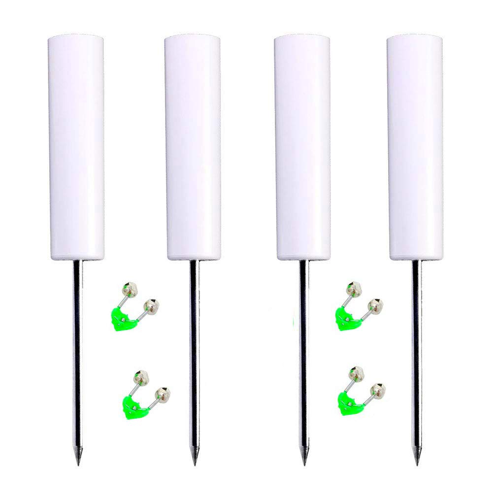 Front view of 4 pack fishing rod stand and alarm bells