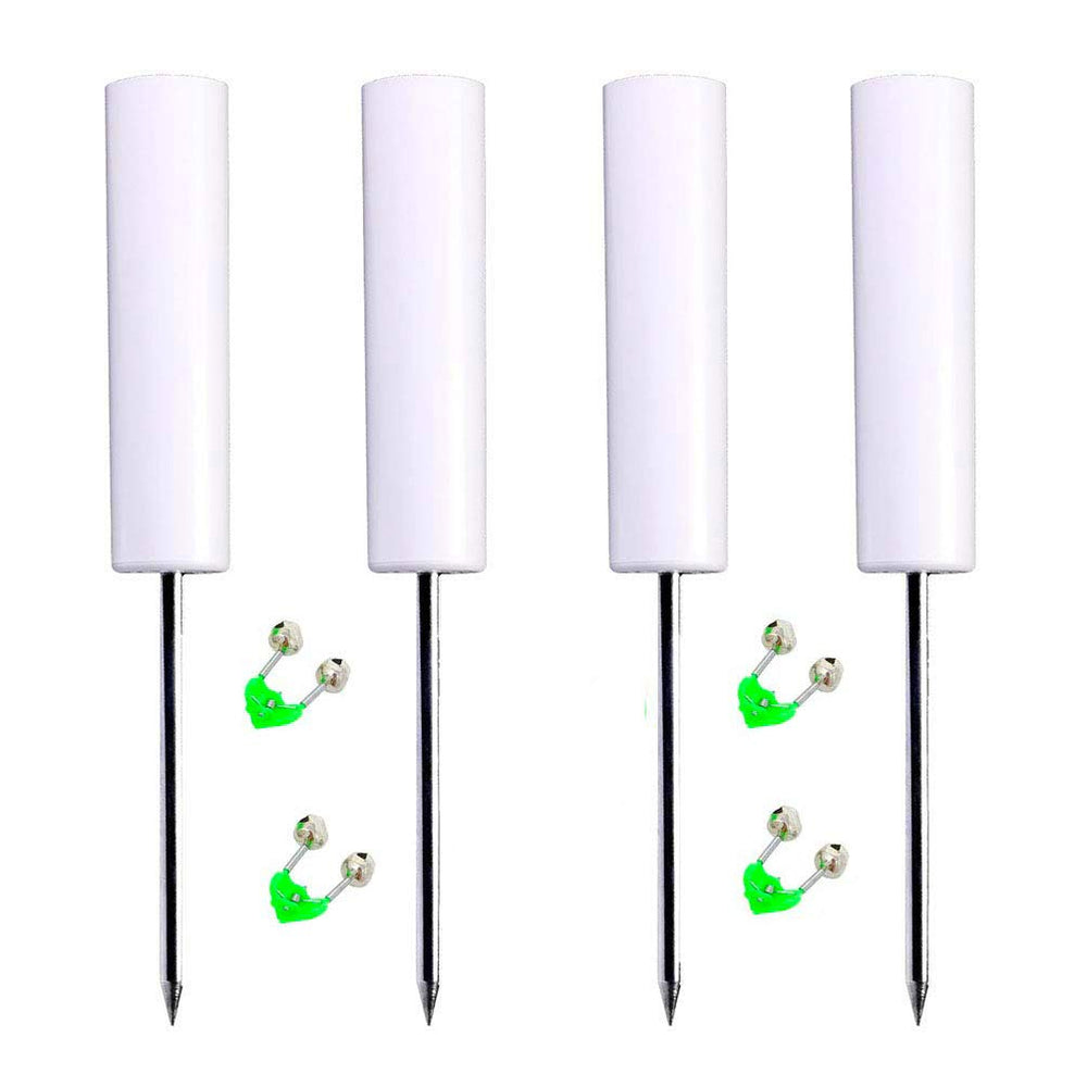 Front view of 4 pack fishing rod stand and alarm bells