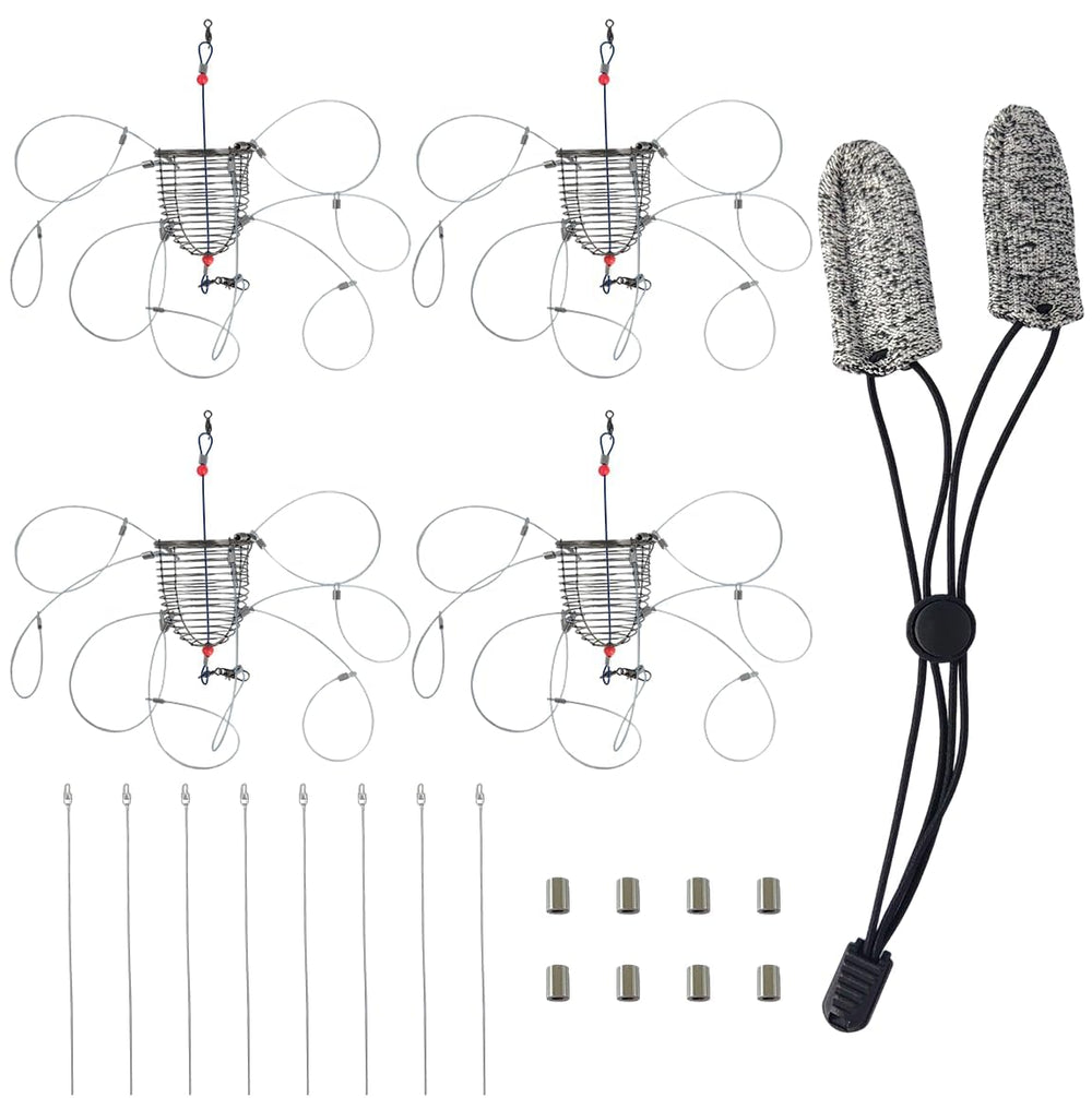 4-set stainless steel crab snare traps with 8 loops