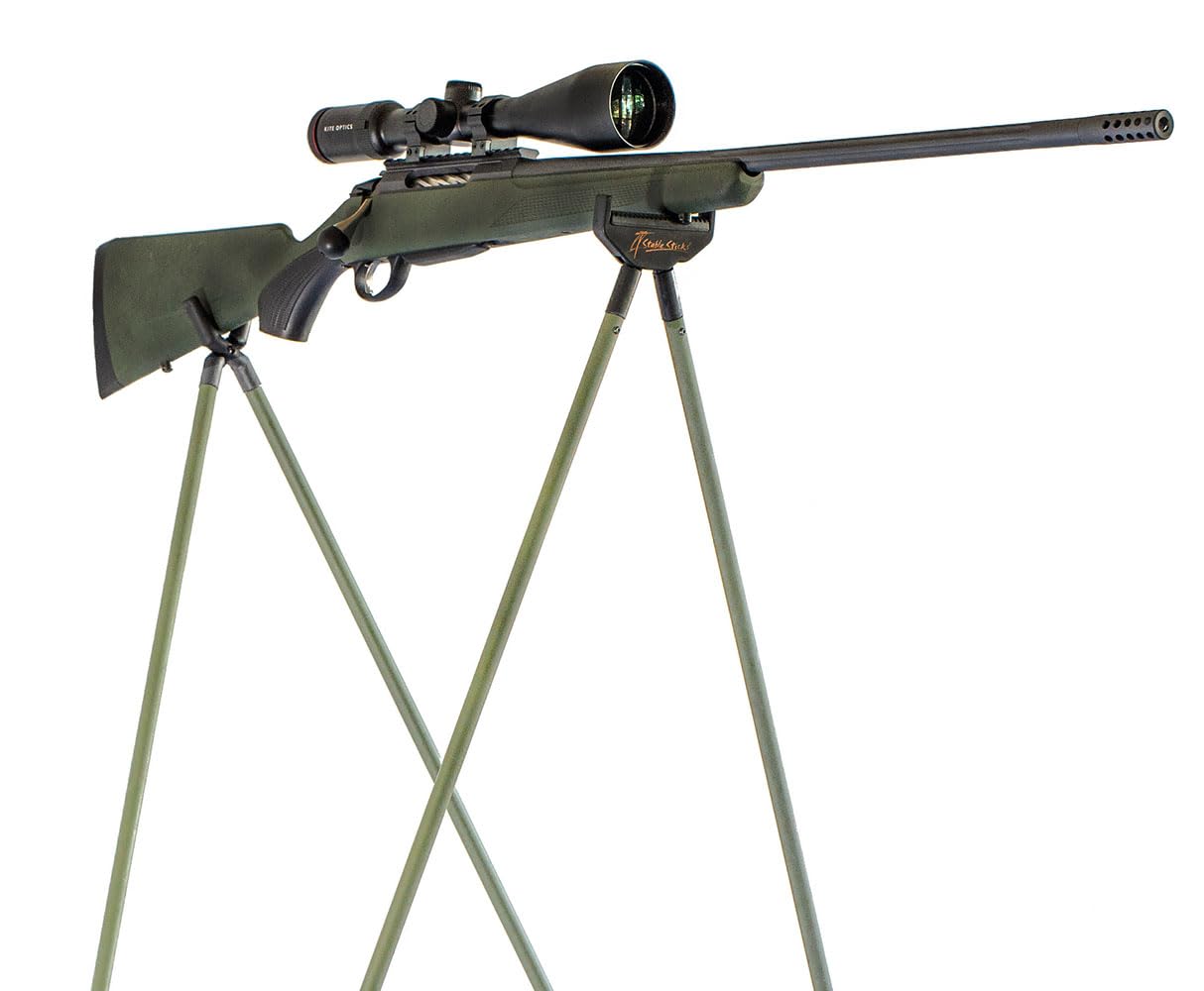 4 Stable Sticks Essential bipod height-adjust green adapts to terrain for comfort.