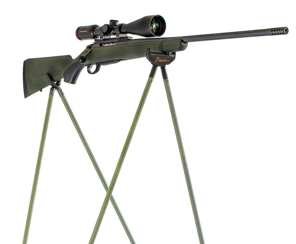 4 Stable Sticks Essential bipod height-adjust green adapts to terrain for comfort.