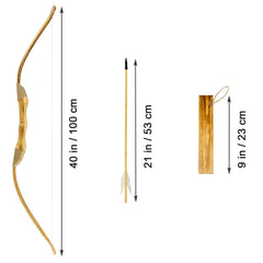 Close-up of a 40-inch handmade wooden bow