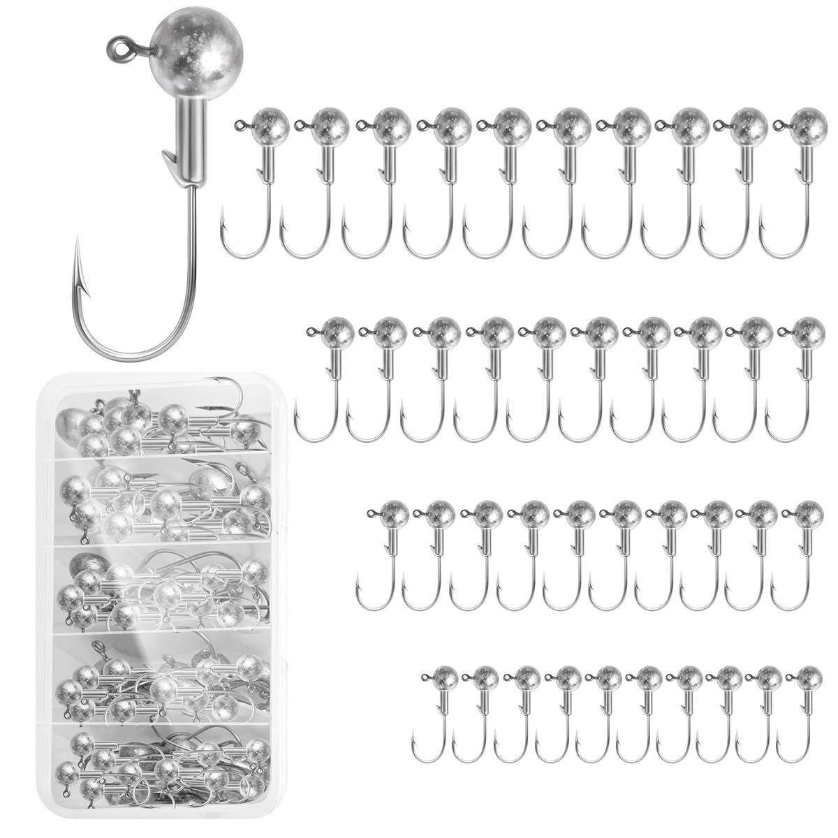 40-pack jig heads kit box showing 4 sizes