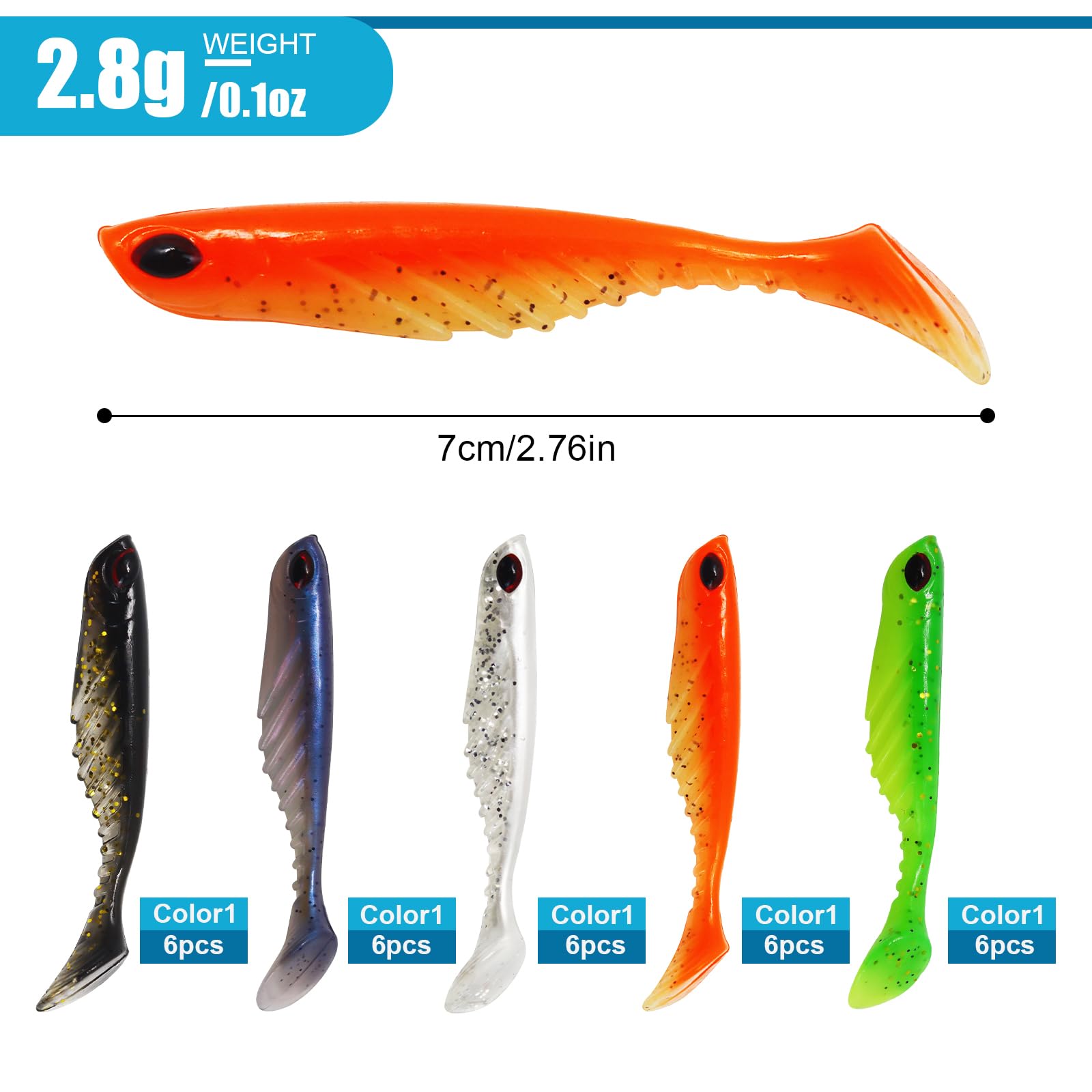 Close-up of jig heads and soft lures in the 40-piece kit – image 2