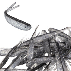 40-piece set of gray forked-tail soft fishing lures in a bag
