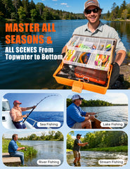 417-piece fishing kit contents including lures, hooks, and weights