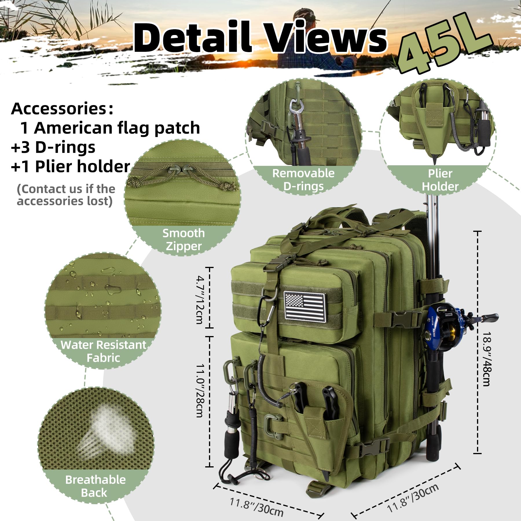 Close-up of removable plier holder and MOLLE webbing