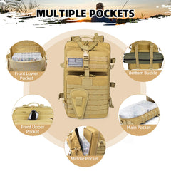 Side view showing rod holders and side pockets