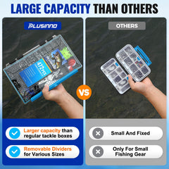 Inside view showing removable dividers and tackle compartments