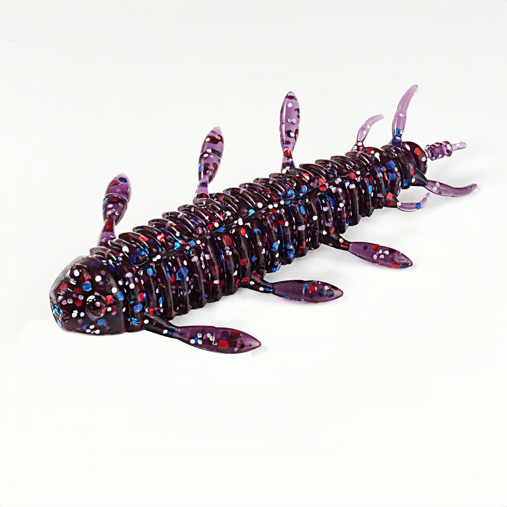 Close-up of lifelike larva action on soft bait