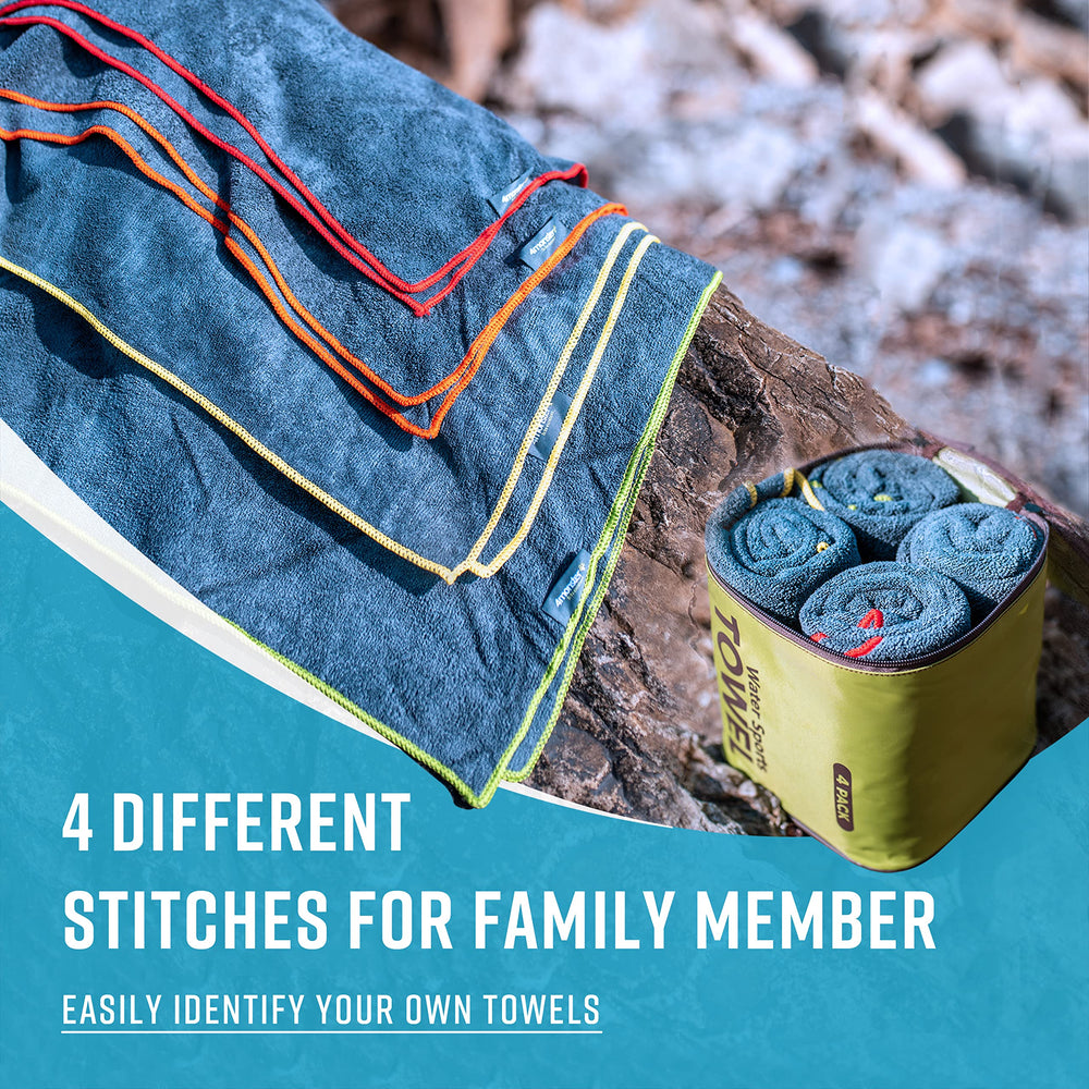 4Monster color-seamed towels aid family member identification and tidy packing.