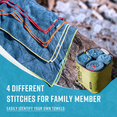 4Monster color-seamed towels aid family member identification and tidy packing.