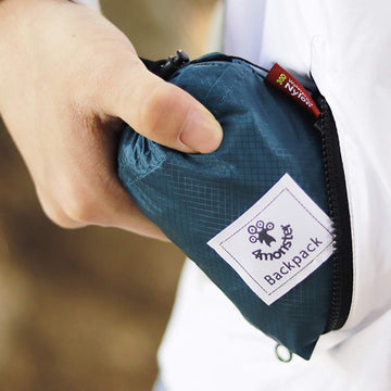 4Monster Daypack folded compact wallet-size demonstrates portable storage for trips