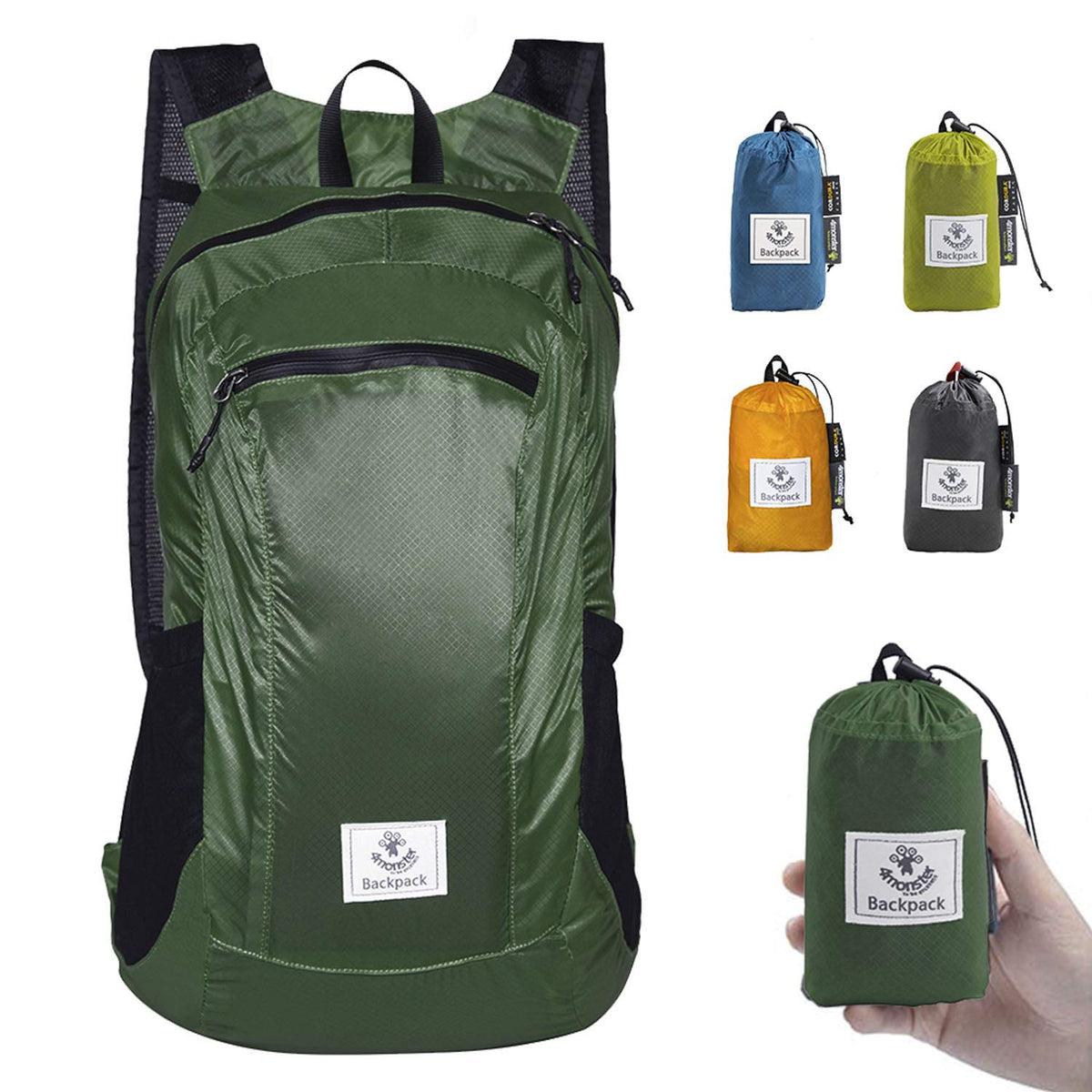 4Monster hiking daypack army green front view for day trips