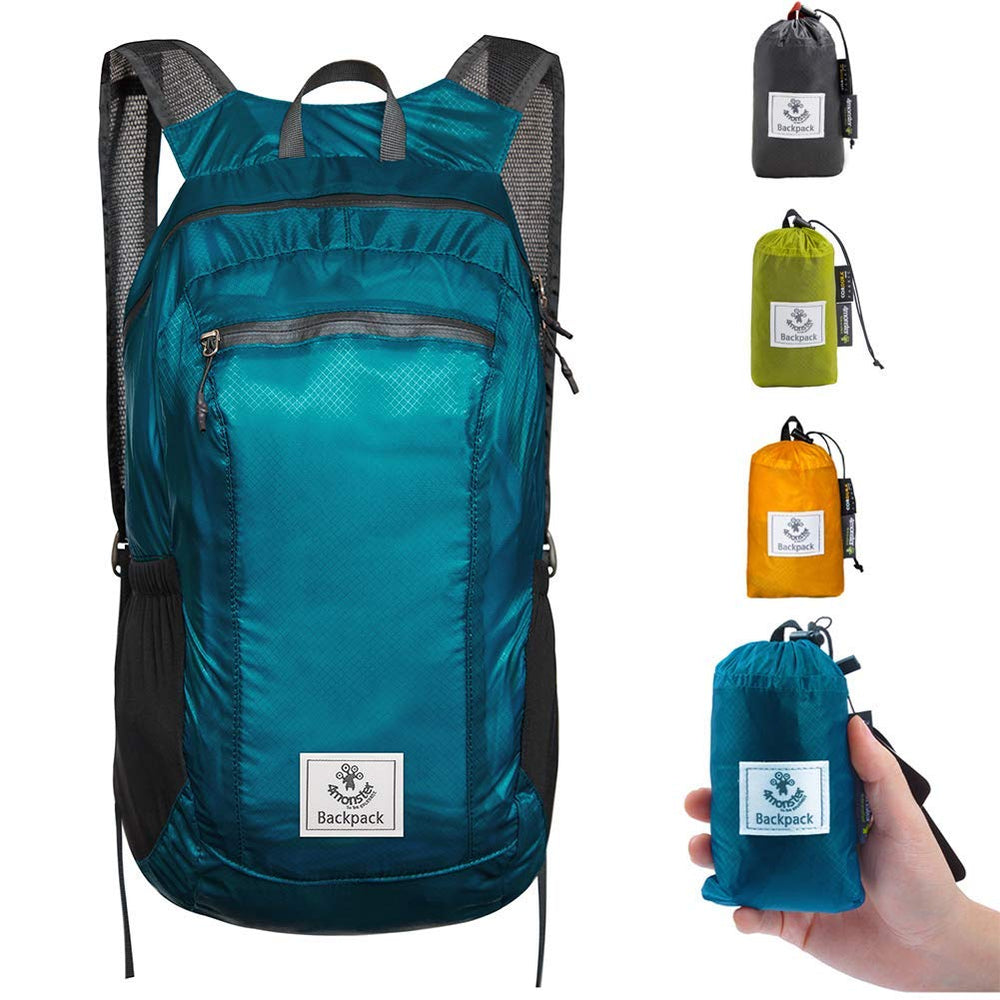 4Monster Hiking Daypack blue front view shows lightweight design for day trips