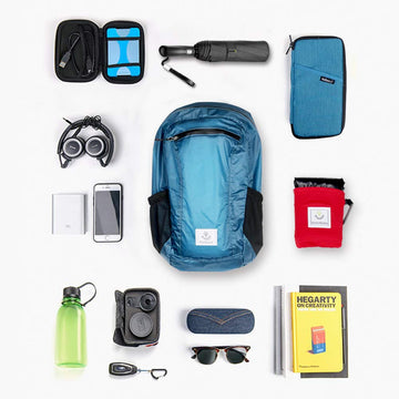 4Monster Hiking Daypack blue multipurpose use indicates versatile packing for hiking and travel