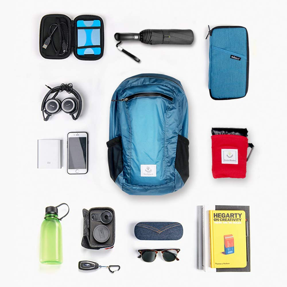 4Monster Hiking Daypack blue multipurpose use indicates versatile packing for hiking and travel