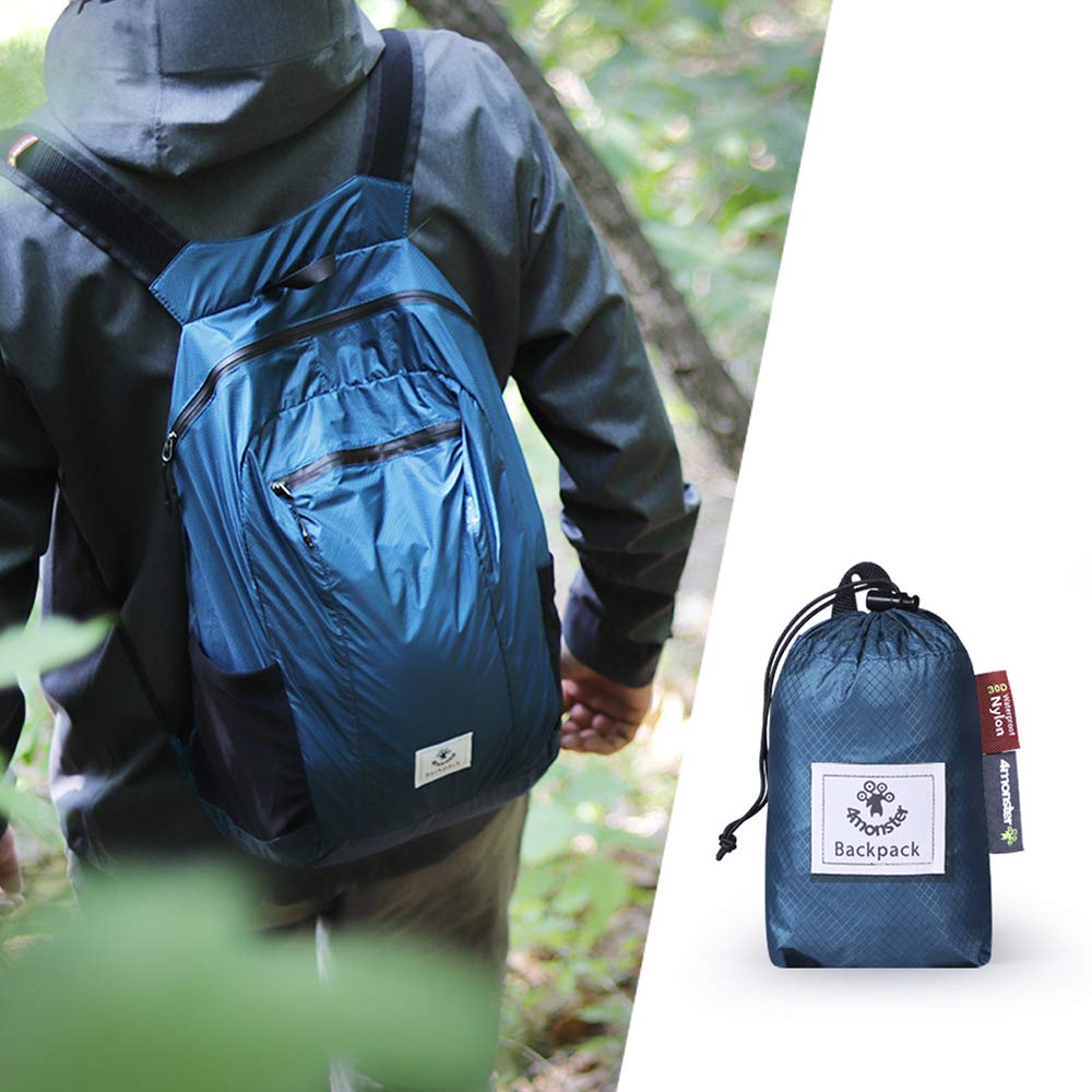 4Monster Hiking Daypack blue water-resistant zipper protects essentials in rain