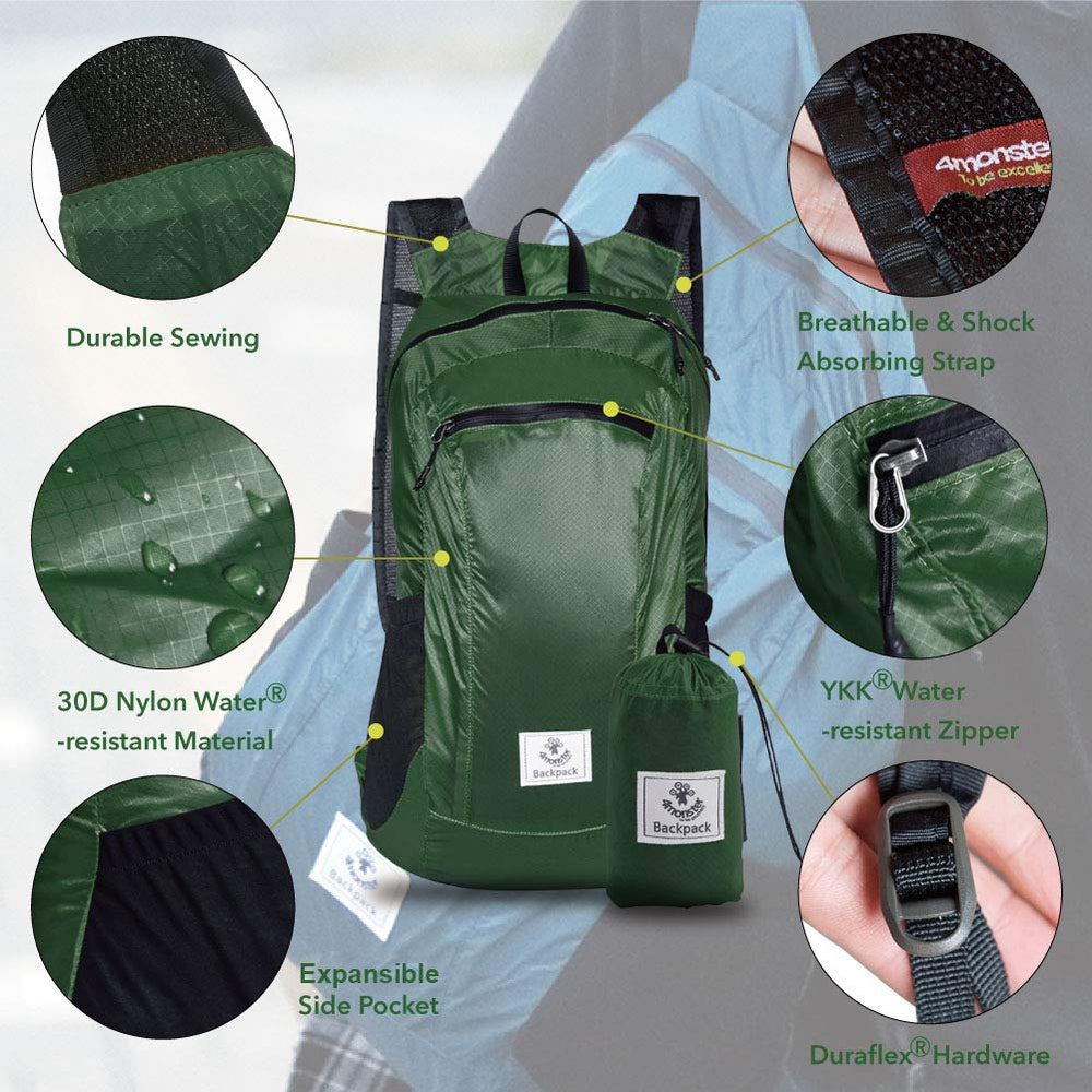 4Monster daypack folded compact wallet-size for travel