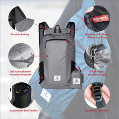 4Monster Hiking Daypack folded wallet-size demonstrates compact storage for pockets.