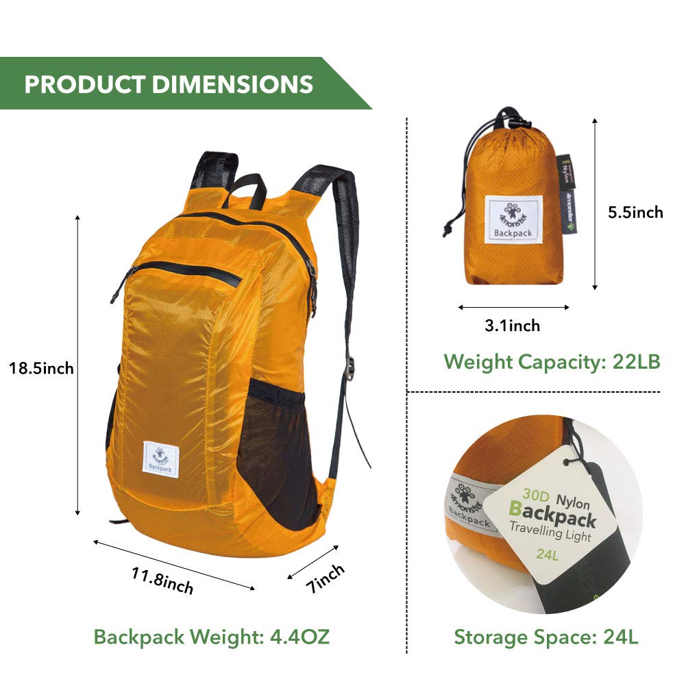 4Monster Hiking Daypack water-resistant material protects belongings in light rain