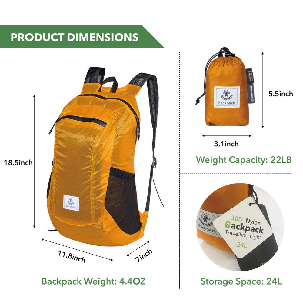 4Monster Hiking Daypack water-resistant material protects belongings in light rain
