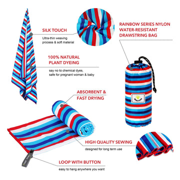 4Monster plant-dyed towel shows no-fade color for vibrant beach days and travel.